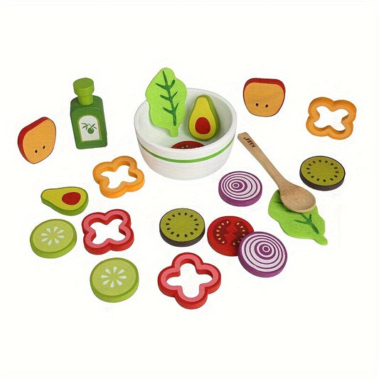Wooden Salad Kitchen Toy Set - Fun Cognitive Puzzle Game