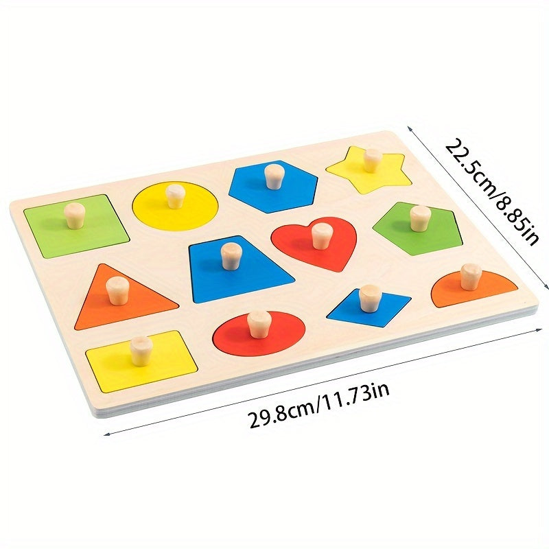 Early Education Geometric Shape Puzzle Board Triangle Square Hand Grip