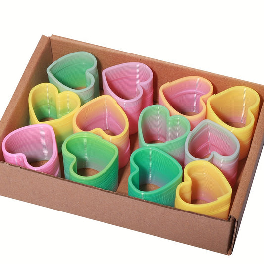 12pcs Love Heart Shape Mini Spring Rainbow Circle Small Toy Party Gift