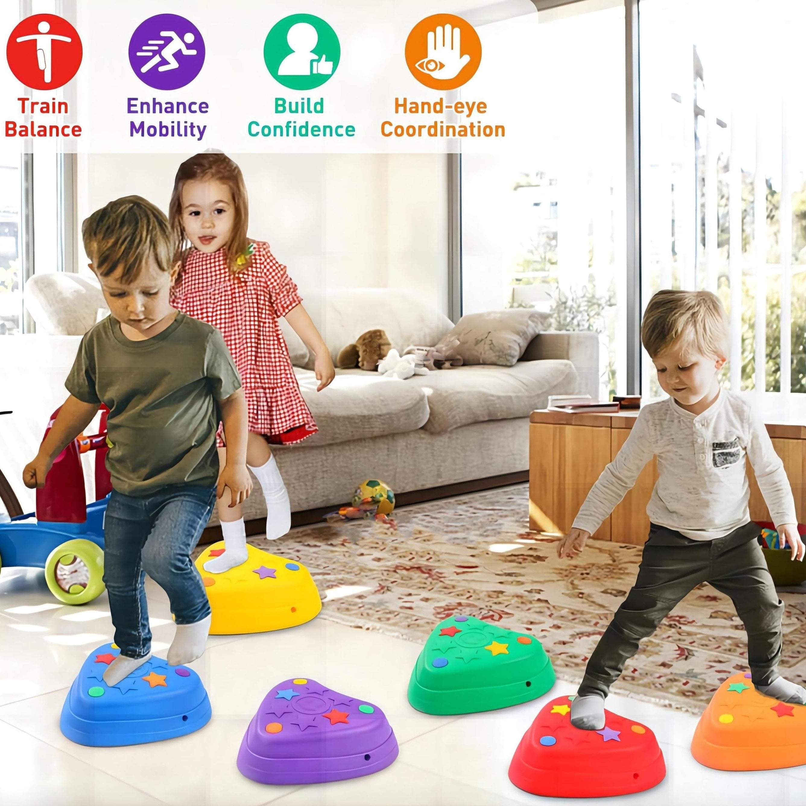 6pcs Colorful Love Treading Stone Set with Balance Blocks