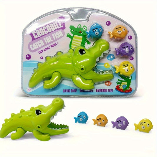 Interactive Crocodile Bath Toy with 4 Mini Fish Fun Bathroom Play Set