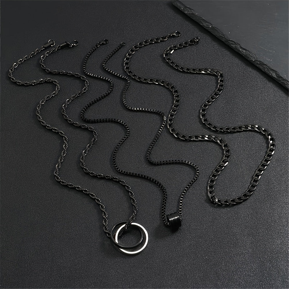 3pcs Men's Stainless Steel Twisted Chain Necklace