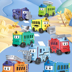 Transforming Truck Playset Fire Truck Bulldozer Toy for Kids Age 3 6