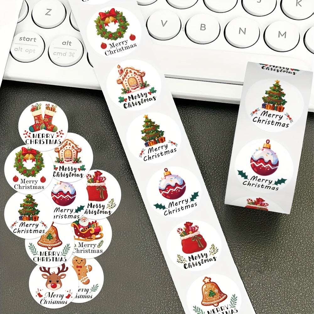 500 Christmas Roll Stickers for Laptop Envelopes Cups Seals