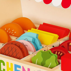 Wooden Game Food Set 58pcs Sliced And Stacked Sandwich Counter Play