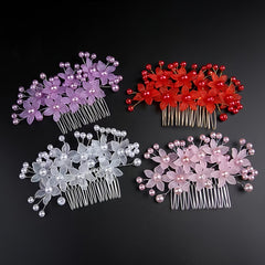 Faux Pearl Flower Hair Comb Chignon Wedding Bridal Hair Access