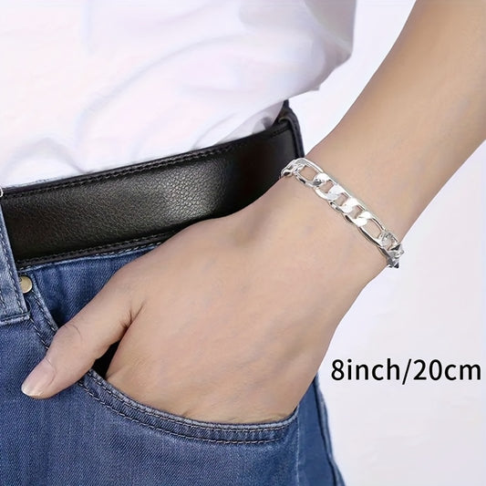 925 Silver Plated Chain Necklace Unisex Retro Style Jewelry