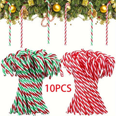 Set of 10 Acrylic Candy Cane Ornaments Christmas Tree Hanging Decorations