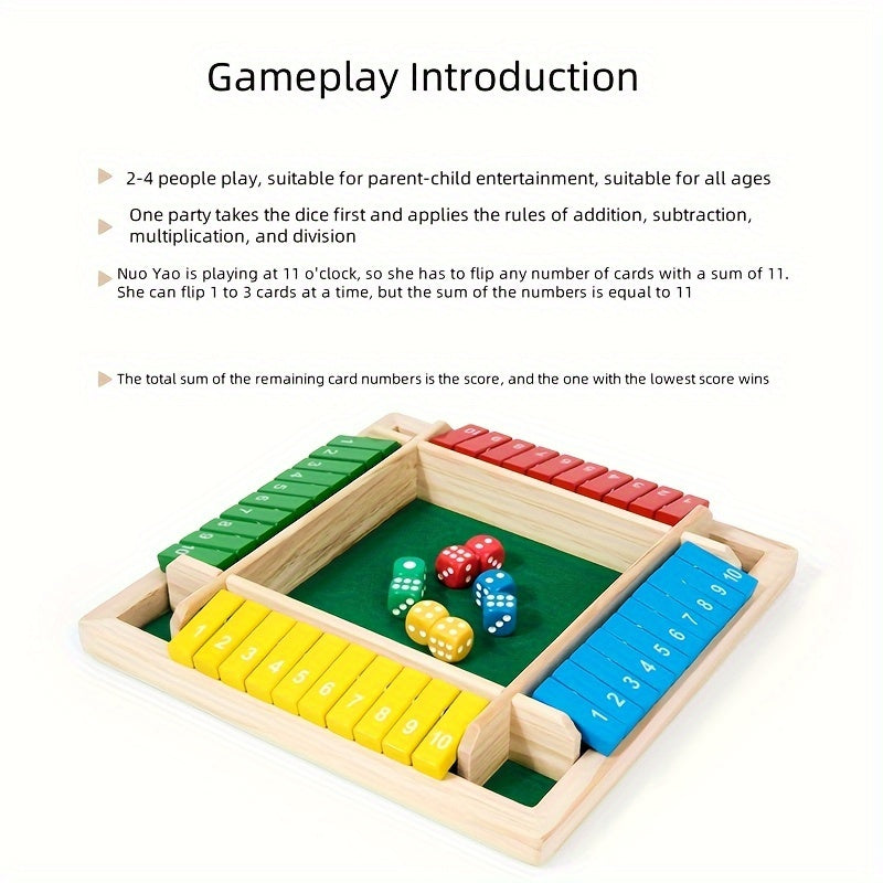 Wooden Math Dice Game for Kids & Adults Interactive Learning Toy Ages 3-6