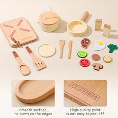 Wooden Cooking Set Toy High Quality Paint Smooth Surface No Burrs