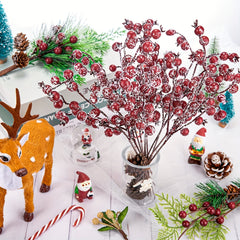 8pcs Red Artificial Berry Picks for Christmas Tree Wreath Garland Decor