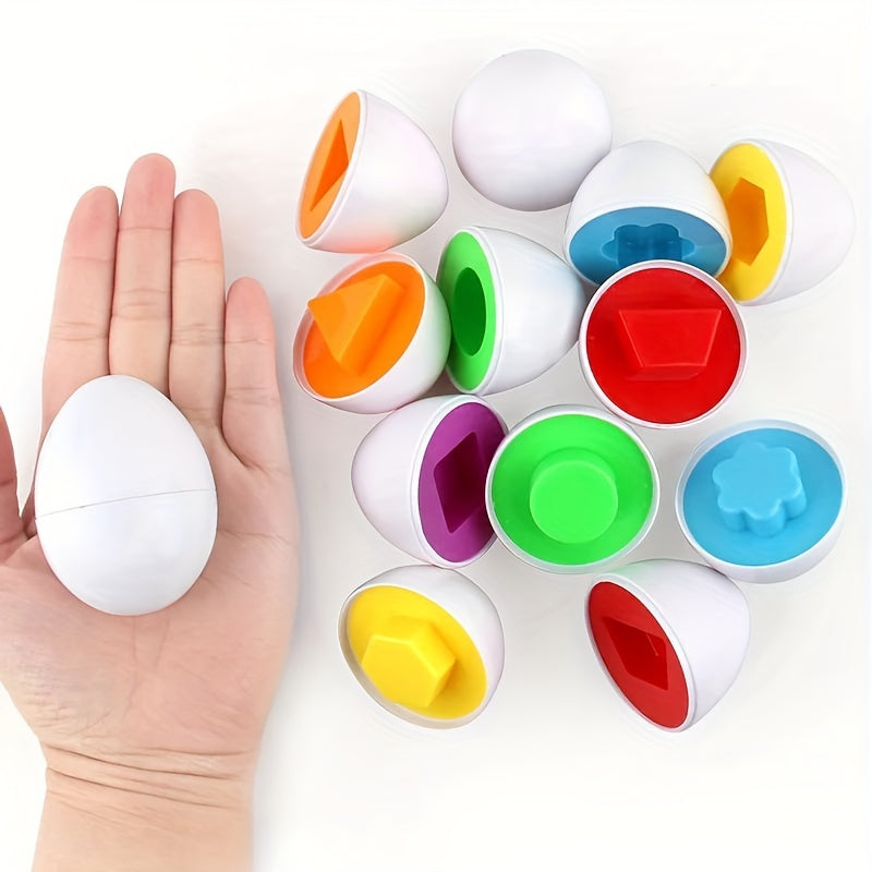 6pcs Egg Puzzle Toys Color Shapes Matching 3D Mathematics Toy Gift