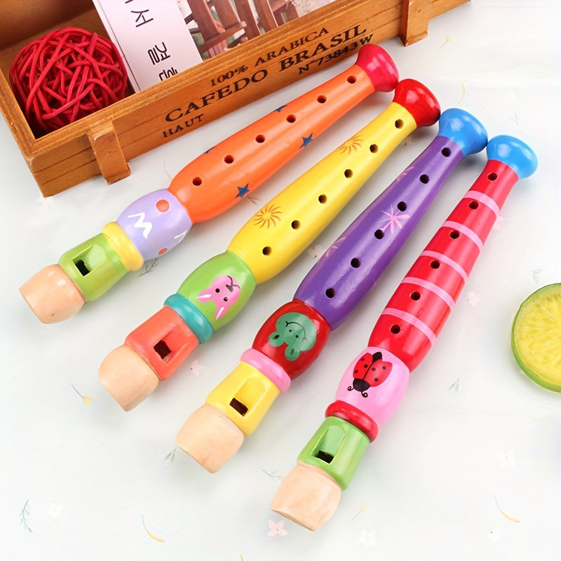 Kids Wooden Cartoon Flute Recorder - Perfect Christmas Gift for Music Lovers