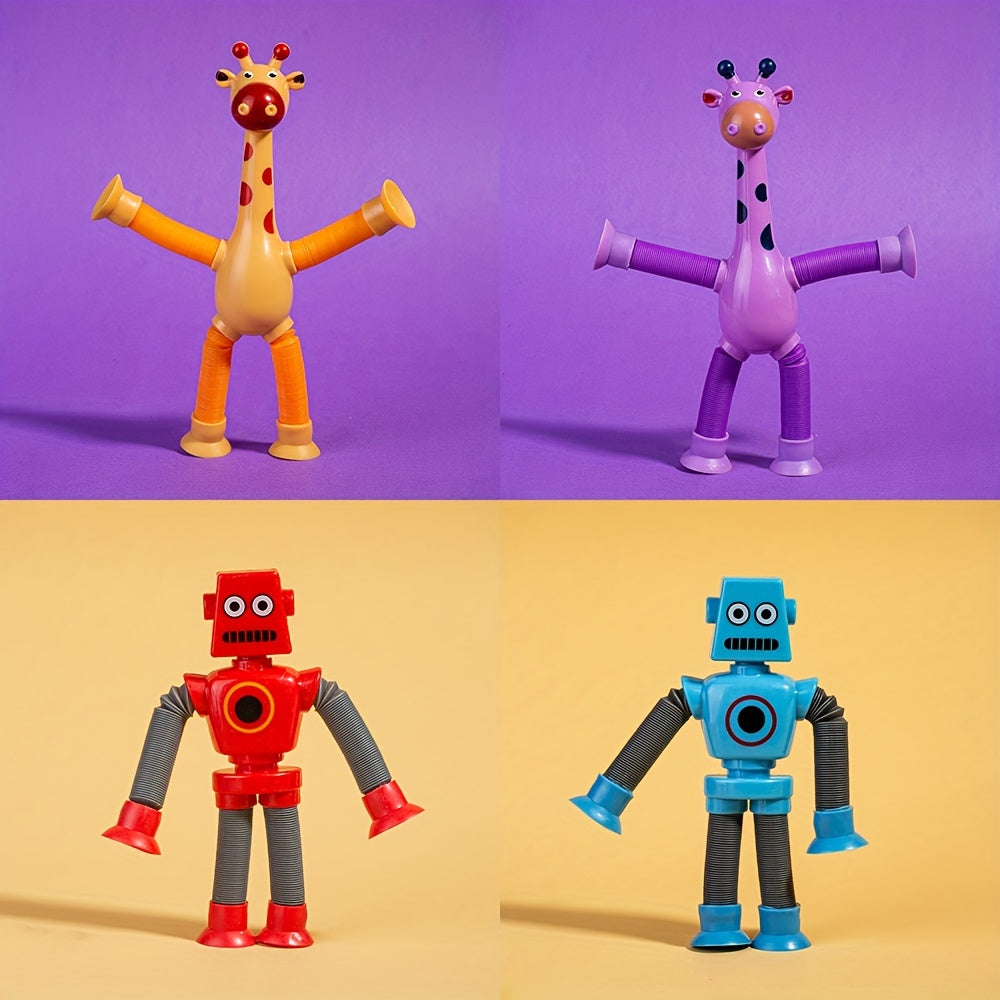 4pcs Giraffe Robot Stretch Toys DIY Transformable Relax Figures