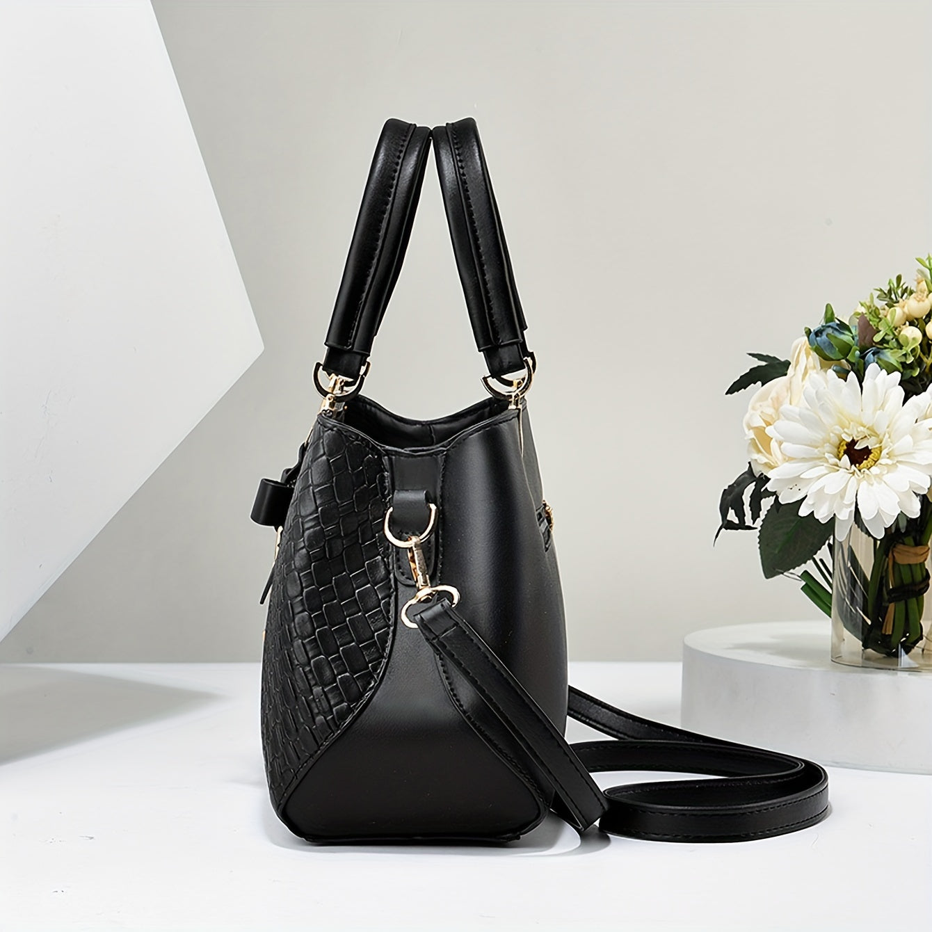 Women's Faux Leather Satchel Bag Set