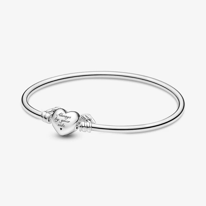 925 Silver Bracelet Daisy Clasp Heart Moments Link Chain DIY Bangle