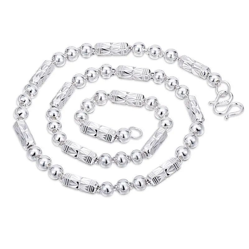 S999 Sterling Silver Men's Necklace Thick Hexagonal Chain Silver Jewelry