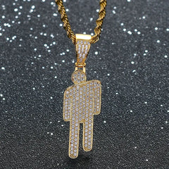 Blohsh Rhinestone Stick-Figure Abstract Necklace Hip-Hop Jewelry