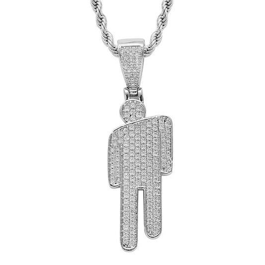 Blohsh Rhinestone Stick-Figure Abstract Necklace Hip-Hop Jewelry