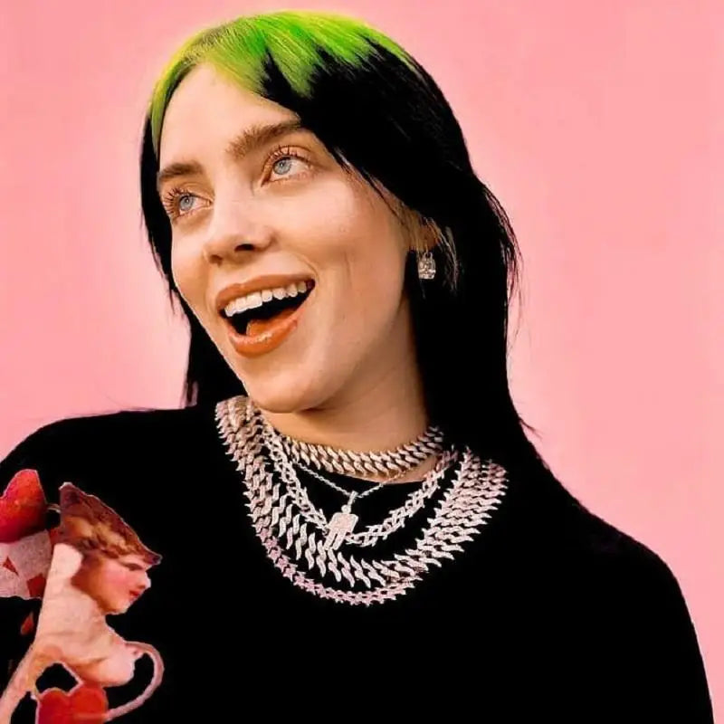 Blohsh Rhinestone Stick-Figure Abstract Necklace Hip-Hop Jewelry