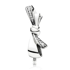 Silver Bow Knot Wedding Ring for Women Engagement Crystal Rings