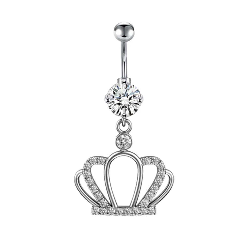 Crown Angel Wing Belly Ring Sexy Navel Piercing Bar Flower Belly Bar