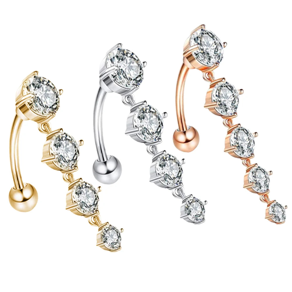 Crown Angel Wing Belly Ring Sexy Navel Piercing Bar Flower Belly Bar