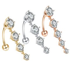 Crown Angel Wing Belly Ring Sexy Navel Piercing Bar Flower Belly Bar