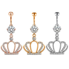 Crown Angel Wing Belly Ring Sexy Navel Piercing Bar Flower Belly Bar