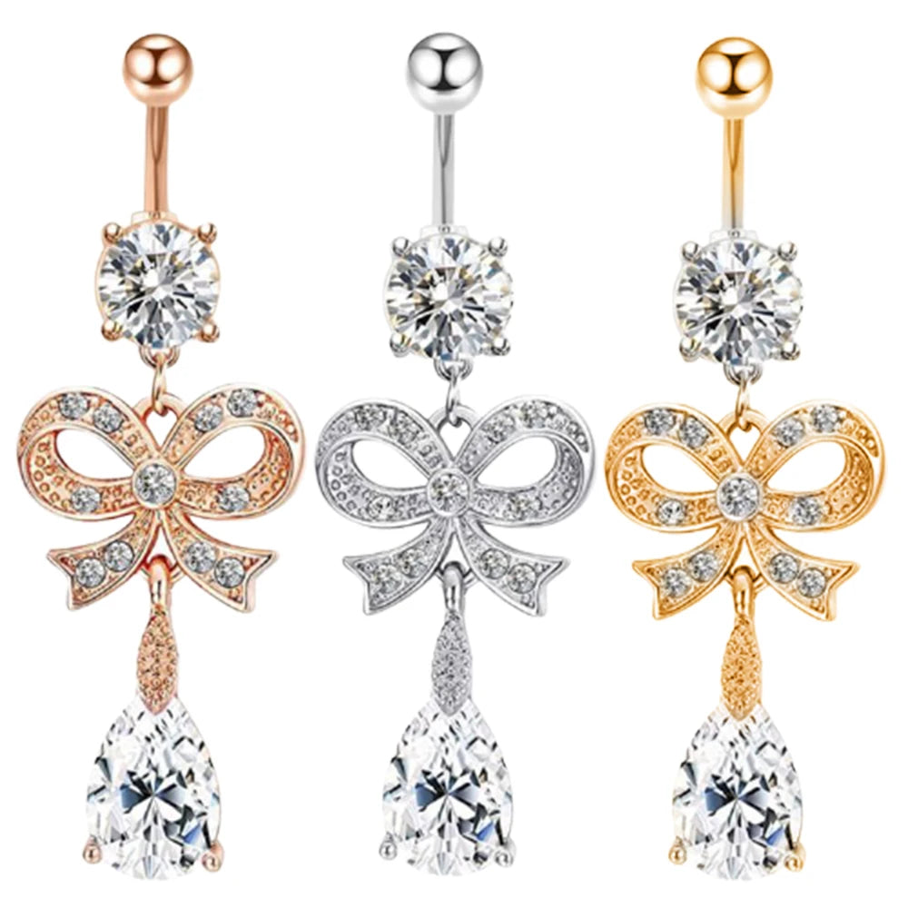 Crown Angel Wing Belly Ring Sexy Navel Piercing Bar Flower Belly Bar