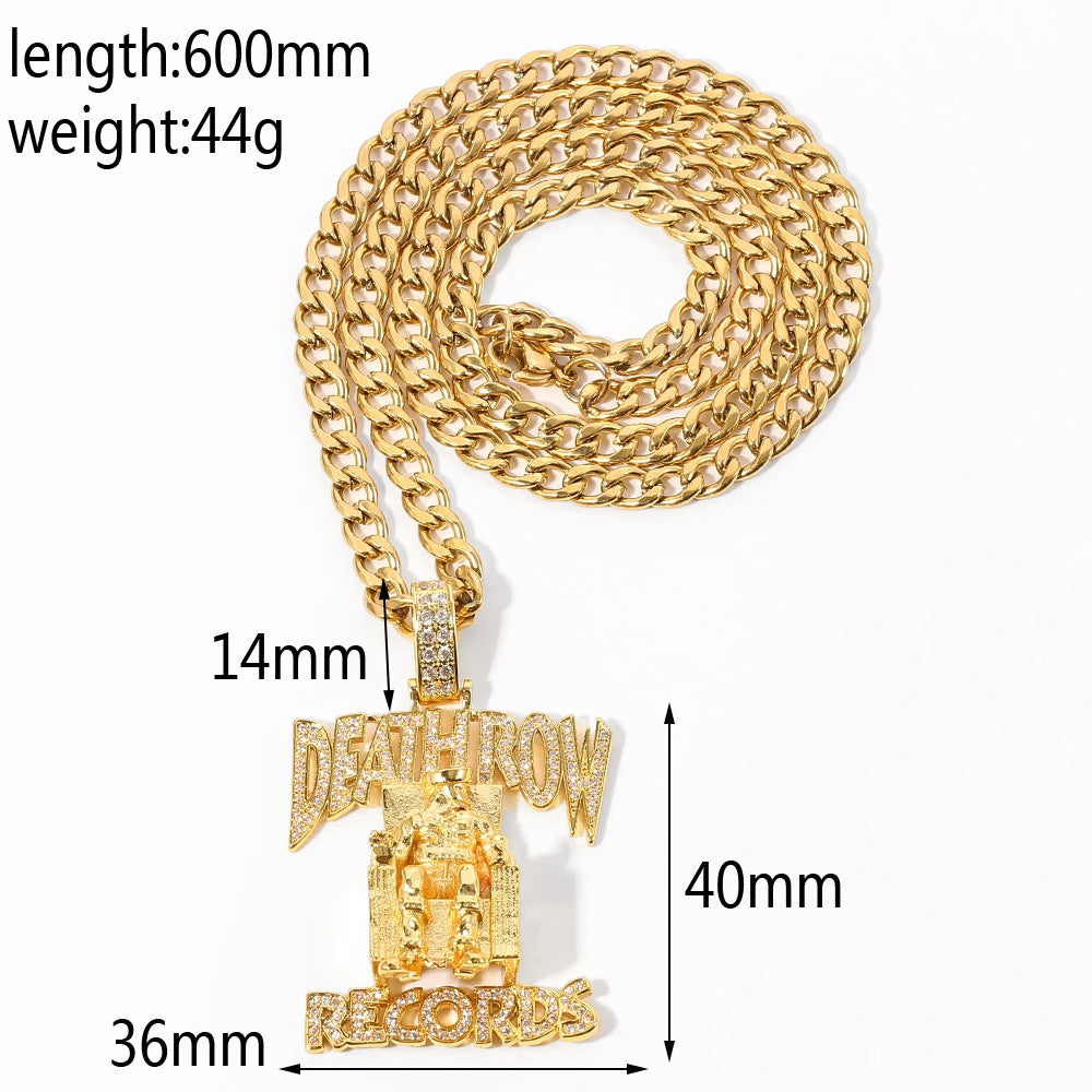 Cuban Necklace Hip Hop Records Men Link Chain Pendant