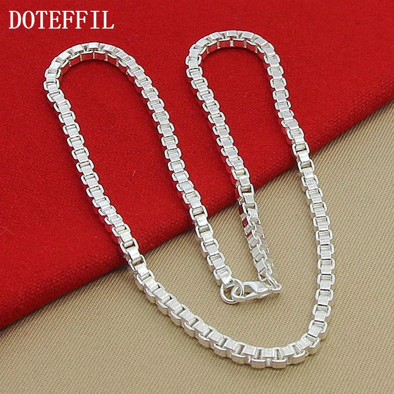 925 Sterling Silver 4mm Box Chain Necklace 18 inch