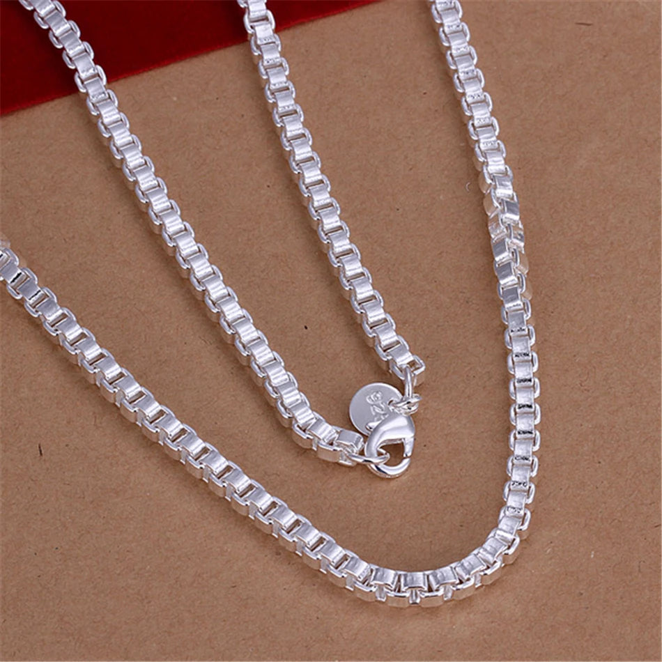 925 Sterling Silver 4mm Box Chain Necklace 18 inch