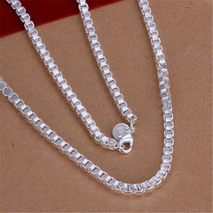 925 Sterling Silver 4mm Box Chain Necklace 18 inch