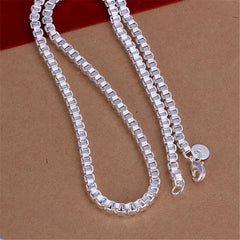 925 Sterling Silver 4mm Box Chain Necklace 18 inch