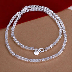925 Sterling Silver 4mm Box Chain Necklace 18 inch