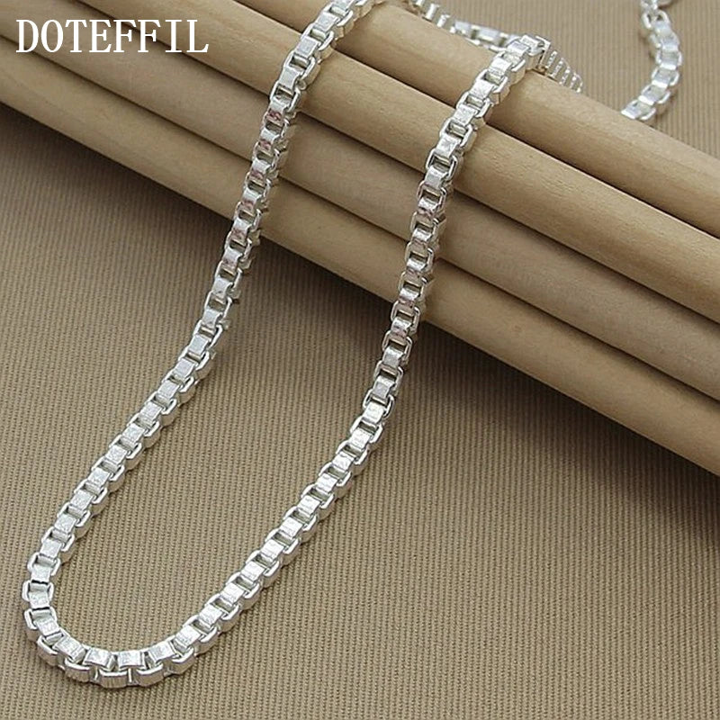 925 Sterling Silver 4mm Box Chain Necklace 18 inch