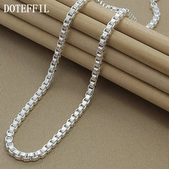 925 Sterling Silver 4mm Box Chain Necklace 18 inch