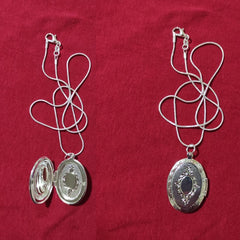 925 Silver Round Photo Frame Pendant Necklace Snake Chain Wedding Jewelry