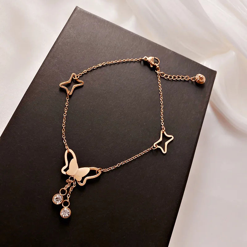 Delicate Butterfly Pendant Women Anklets Jewelry
