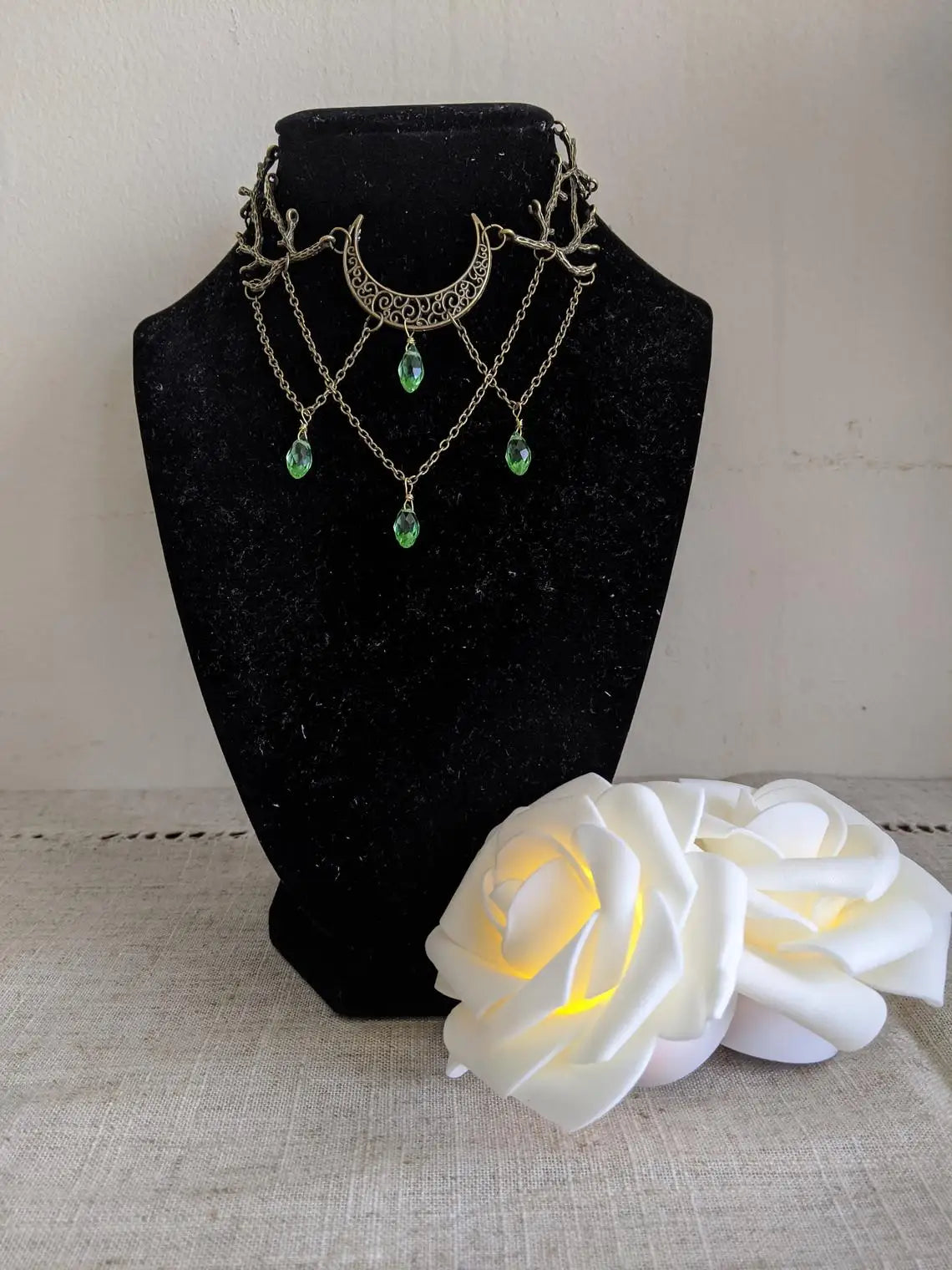 Enchanted Forest Drop Choker Necklace Witch Fantasy Twig Jewelry