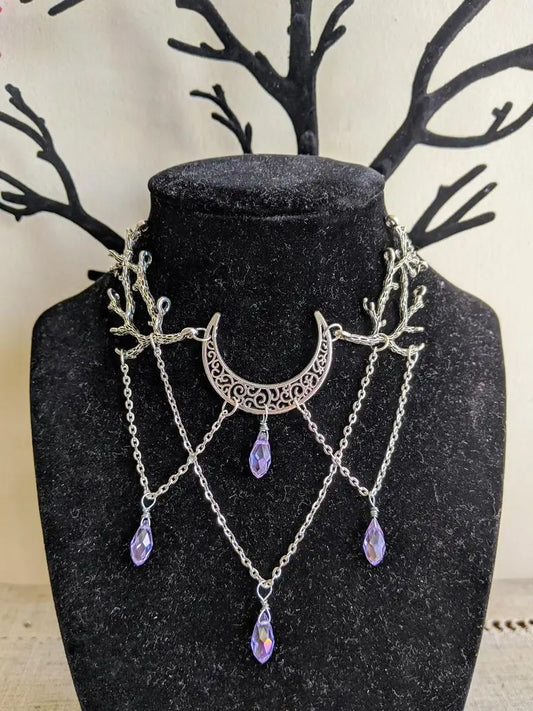 Enchanted Forest Drop Choker Necklace Witch Fantasy Twig Jewelry