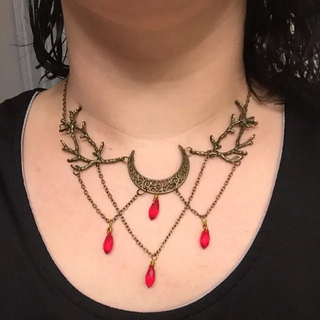 Enchanted Forest Drop Choker Necklace Witch Fantasy Twig Jewelry