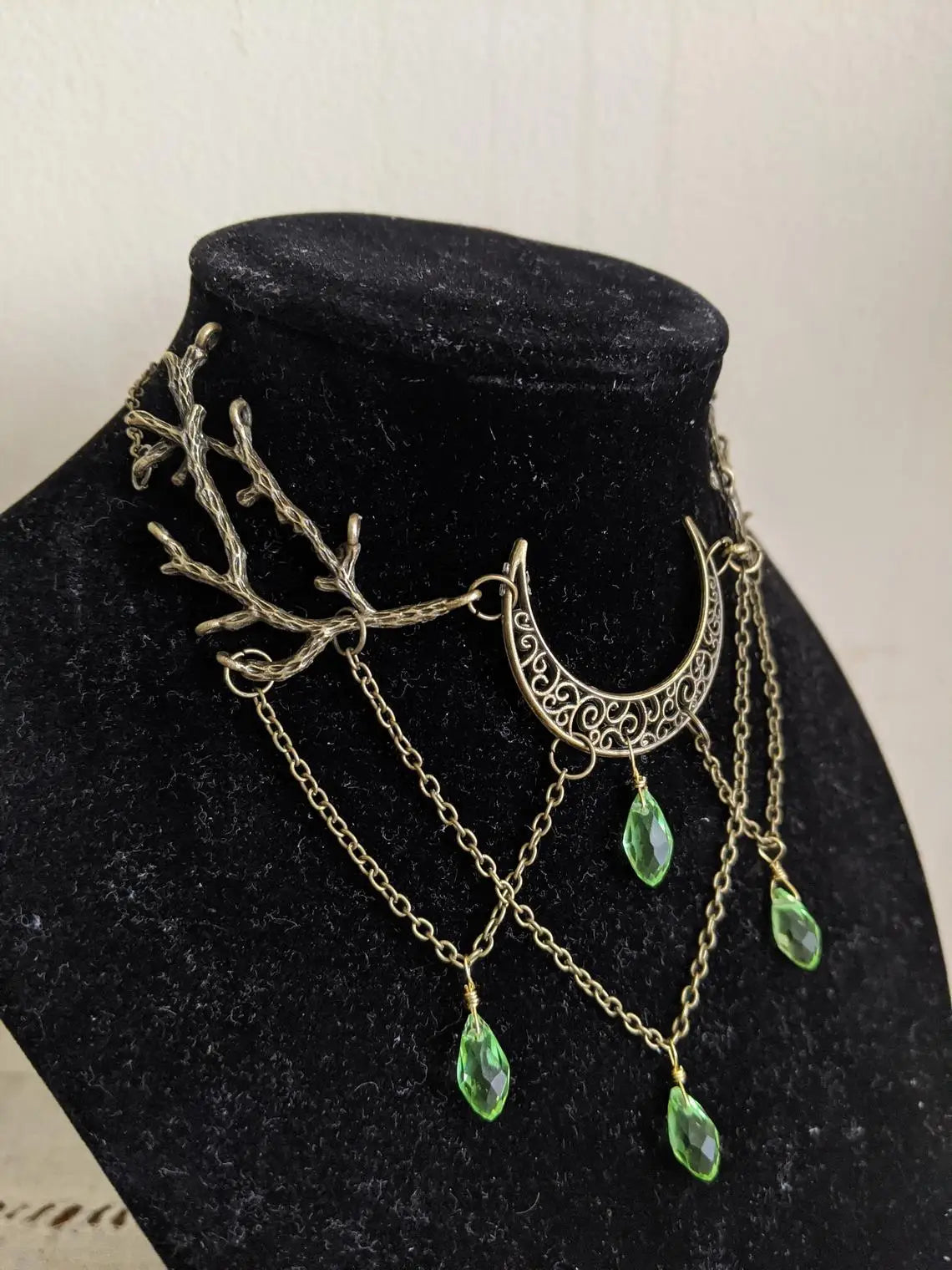 Enchanted Forest Drop Choker Necklace Witch Fantasy Twig Jewelry