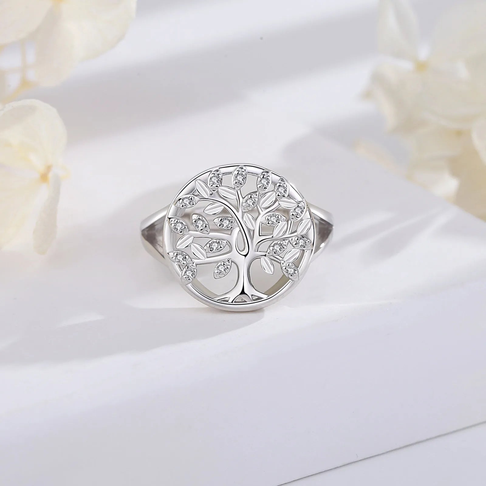 925 Silver Tree of Life Adjustable Ring Men Women Tree of Life Silver Ring