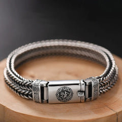 Real S925 Silver Heavy Bracelet Men's Retro Personality Vintage Jewelry
