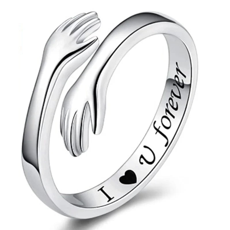 Adjustable Open Hug Ring I Love You Forever Hand Ring