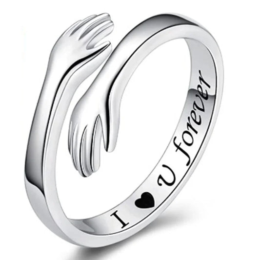 Adjustable Open Hug Ring I Love You Forever Hand Ring