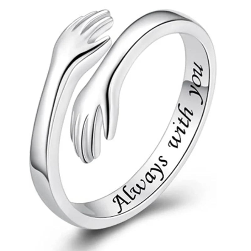 Adjustable Open Hug Ring I Love You Forever Hand Ring