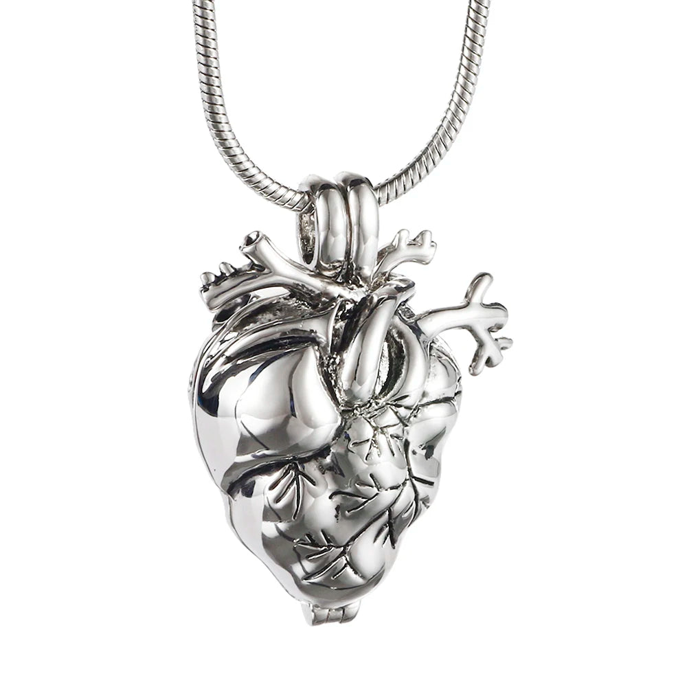 Anatomical Heart Necklace Cremation Organ Pendant Urn